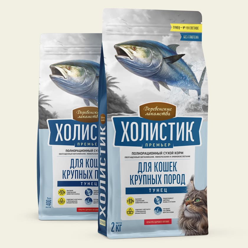 Сухой корм для кошек крупных пород, тунец