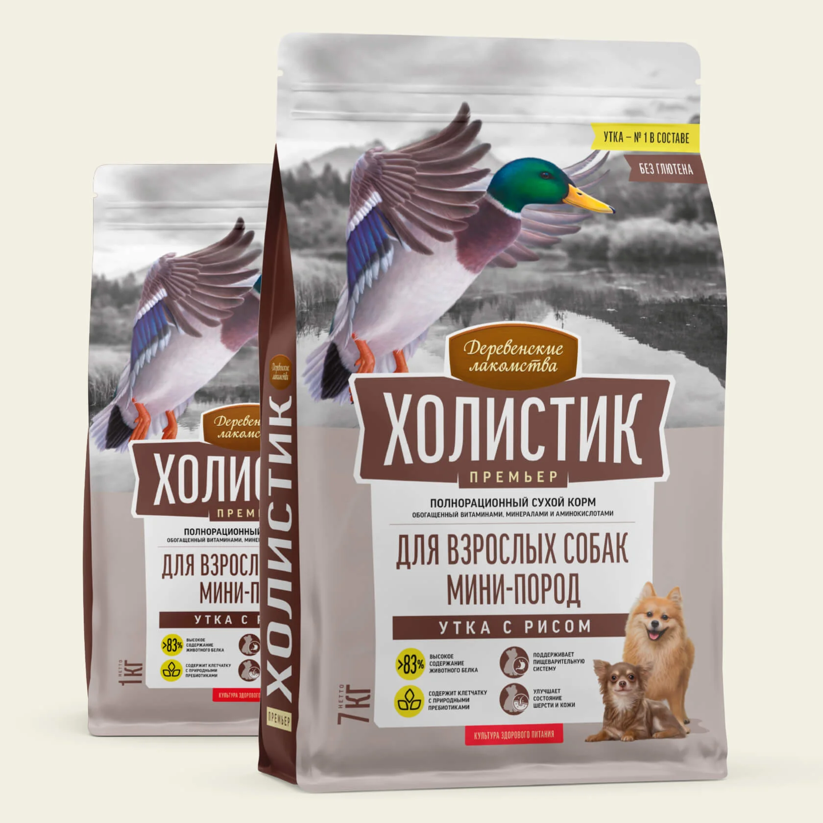 Сухой корм для собак мини-пород, утка с рисом