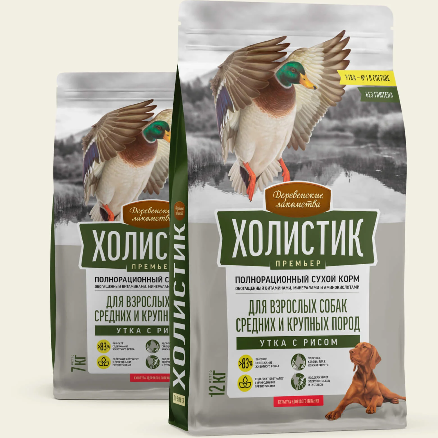 Сухой корм для взрослых собак средних и крупных пород, утка с рисом