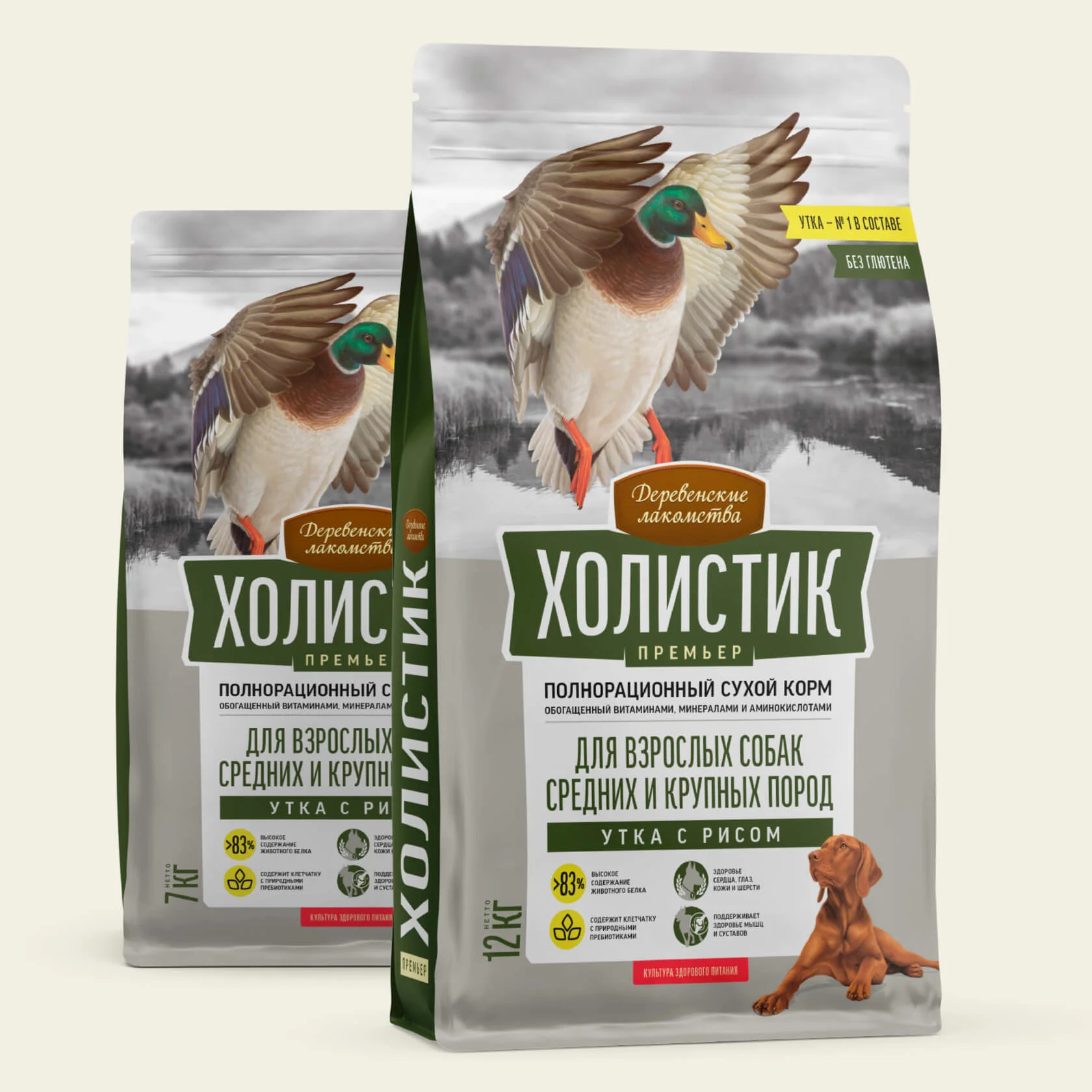 Сухой корм для взрослых собак средних и крупных пород, утка с рисом