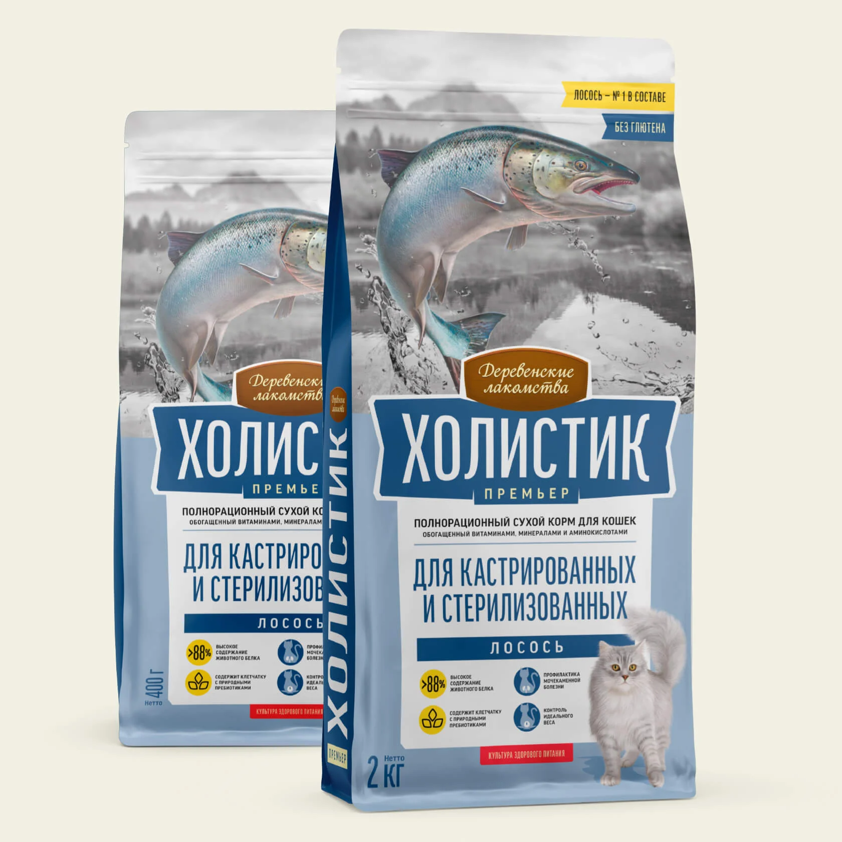 Сухой корм для стерилизованных и кастрированных кошек, лосось